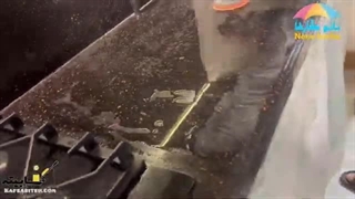 پاک کردن خط خش کوارتز کابینت آشپزخانه و لکه برداری کوارتز با لایه برداری مرطوب 09120606646 نانوکارها