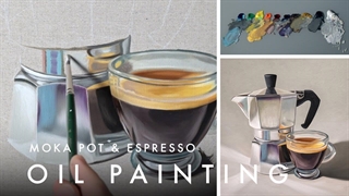 تایم لپس رنگ روغن | موکا پات و اسپرسو طبیعت بی جان