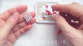 آموزش دوخت گردنبند مربعی با مروارید