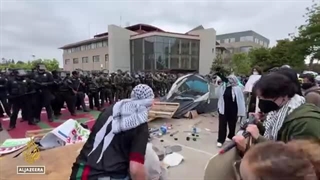 پلیس اردوگاه همبستگی غزه را در دانشگاه کالیفرنیا ارواین تعطیل کرد !!