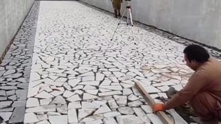 محوطه سازی با سنگ لاشه شکسته و ساخت و ساز