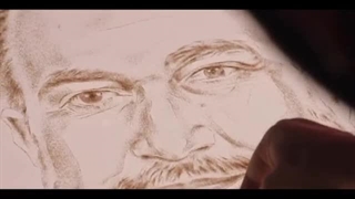 نقاشی با شن روایت شهید حسین امیرعبداللهیان در مورد شهید سلیمانی - رفیق