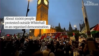 در جریان اعتراض جنگ غزه به فلسطین در لندن پلیس زخمی و ۴۰ تن دستگیر شد !!