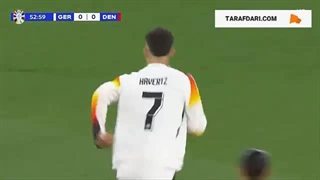 گل کای هاورتس به دانمارک از روی نقطه پنالتی (آلمان 1-0 دانمارک)