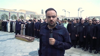 مراسم تشییع پیکر مرحوم خادم الرضا سید جواد حجازی در حرم مطهر رضوی