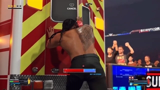 گیم پلی رومن رینز مقابل ری مستریو در بازی wwe2k24 مسابقه آمبولانس