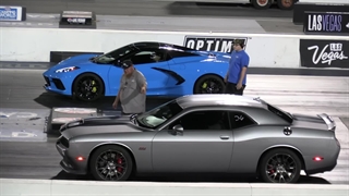 مسابقات درگ بین خودروهای پرقدرت دوج چلنجر هلکت و شورولت کوروت