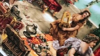 تابلو فرش ماشینی تاجگذاری سلیمان کد 3941 با رنگبندی بی نظیر