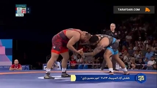برتری 10-0 امیرحسین زارع مقابل حریف کانادایی و صعود به نیمه نهایی وزن 125 کیلوگرم کشتی آزاد المپیک 2024