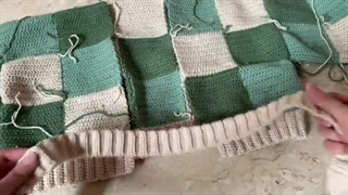 آموزش بافت جلیقه چهارخونه پارت 2 / crochet cardigan part 2