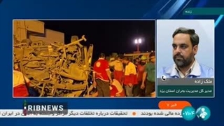 جان باختن ۲۸ زائر در حادثه واژگونی اتوبوس در یزد (فیلم)