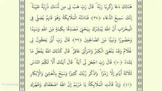 صفحه پنجاه و پنجم از جزء سوم قرآن با صدای استاد محمد صدیق منشاوی