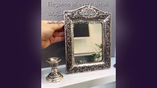 آینه شمعدان نقره مستطیل تاج‌دار | دکوراسیون لوکس از گالری لیونا
