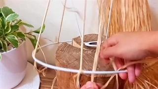 ویدئو آموزش مرحله به مرحله ساخت لوستر دستساز با نخ رافیا