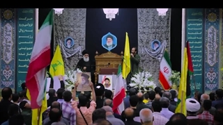 رجز خوانی هادی خادم حسینی در مراسم ختم شهید سید حسن نصرالله در حرم حضرت معصومه(س) قم