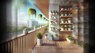 چیدمان بالکن با گل طبیعی