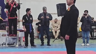 اجرای دفاع شخصی استاد جعفر نوایی در اختتامیه مسابقات کشوی 1402