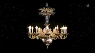 لوستر برنزی با گل های بلوری پارس لوستر فراهانی