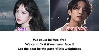 کاور لیسا lisa و جونگ کوک Jungkook از آهنگ free از kpop demon hunters هوش مصنوعی